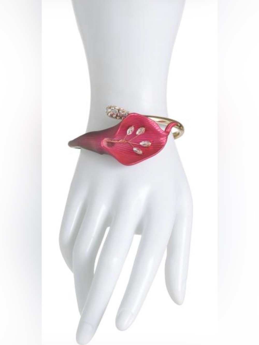 BETSEY JOHNSON Pinkish-Purple Ombré Feminine Hinged Calla Lily Bracelet NEW NWT